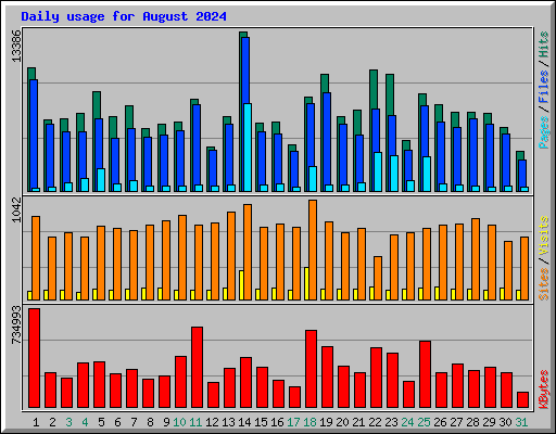 Daily usage for August 2024