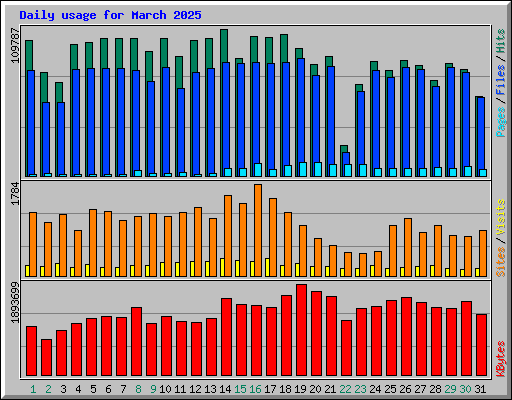 Daily usage for March 2025